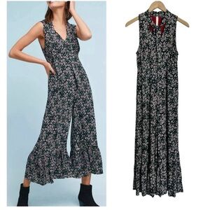 Anthropologie Maeve Wide Leg Floral Girly Jumpsuit